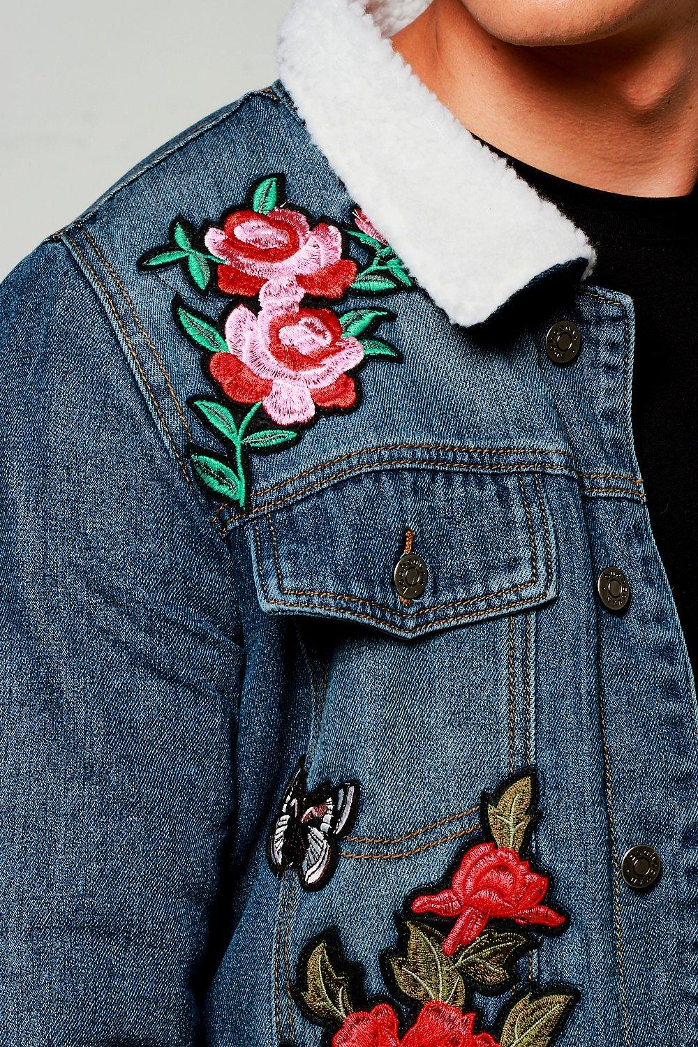 Denim jacket clearance with badges mens